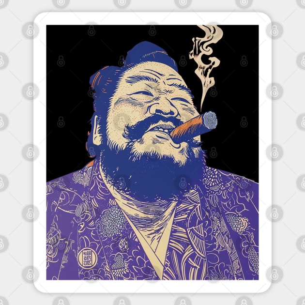 Puff Sumo: Smoking a Fat Robusto Cigar on a dark (Knocked Out) background Sticker by Puff Sumo